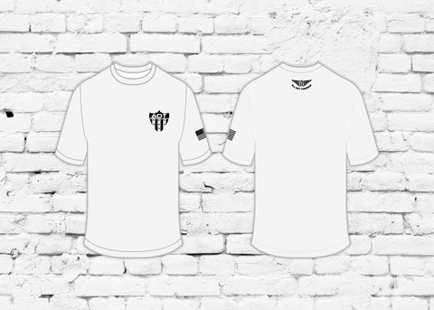 AOT White T-SHIRT WITH FLAG SLEEVE